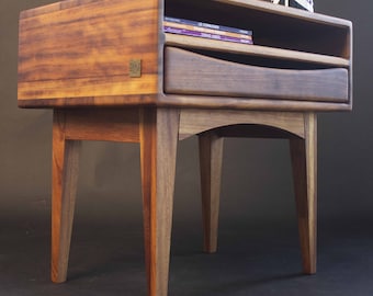 Set Of 2 Bedside Tables, Pair of nightstands fabricated in American Walnut,  2 Drawer Bedside Table, Nightstands organizer,