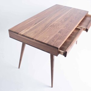 Mid Century Modern Walnut Desk Solid Wood Office Desk Stylish Writing ...