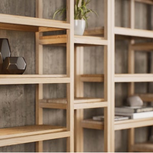 Modular bookcase cabinet made in chestnut