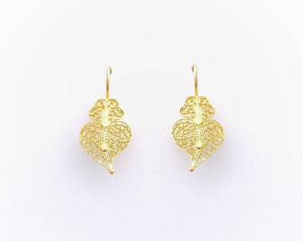 9k Gold Earrings Portuguese Filigree 9k Gold Women Viana Heart (S)