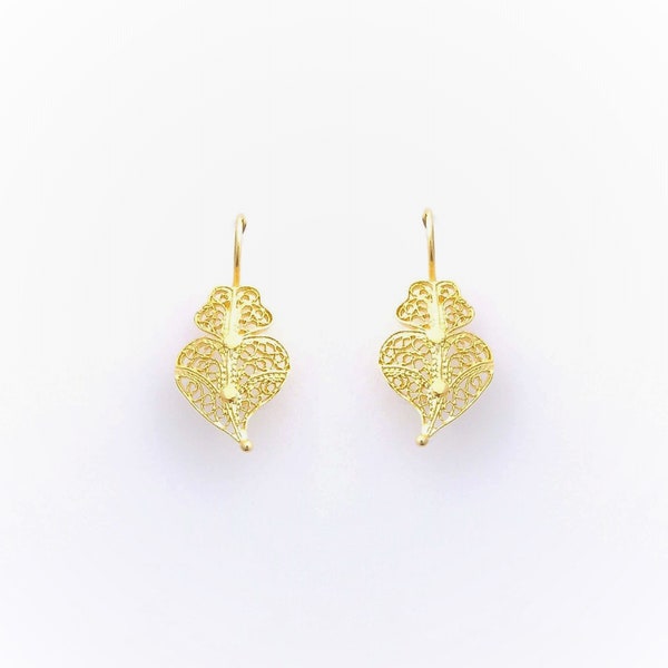 9k Gold Earrings Portuguese Filigree 9k Gold Women Viana Heart (S)