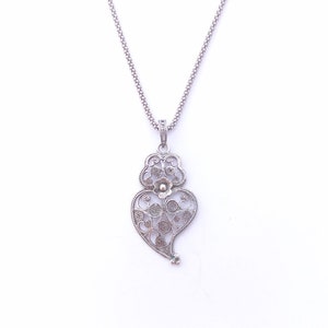 Silver Pendant Portuguese Filigree Viana's Heart 925 Sterling Silver Women Open Heart S image 1