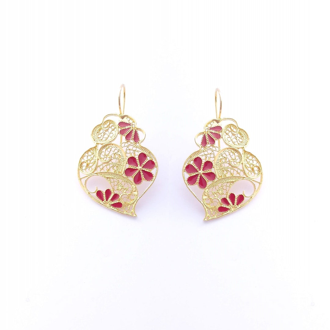 Orecchini Pendenti Goccia Oro Placcato Orecchini Pendenti In Argento Sterling 925, Placcati Oro Giallo 14k, Stile Goccia Con Pizzo Filigrana Orecchini Donna Placcatura 14 Carati