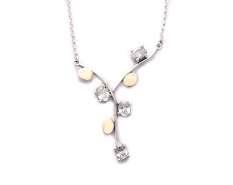 Gold and Silver Necklace Women Tree Shape with Zircons