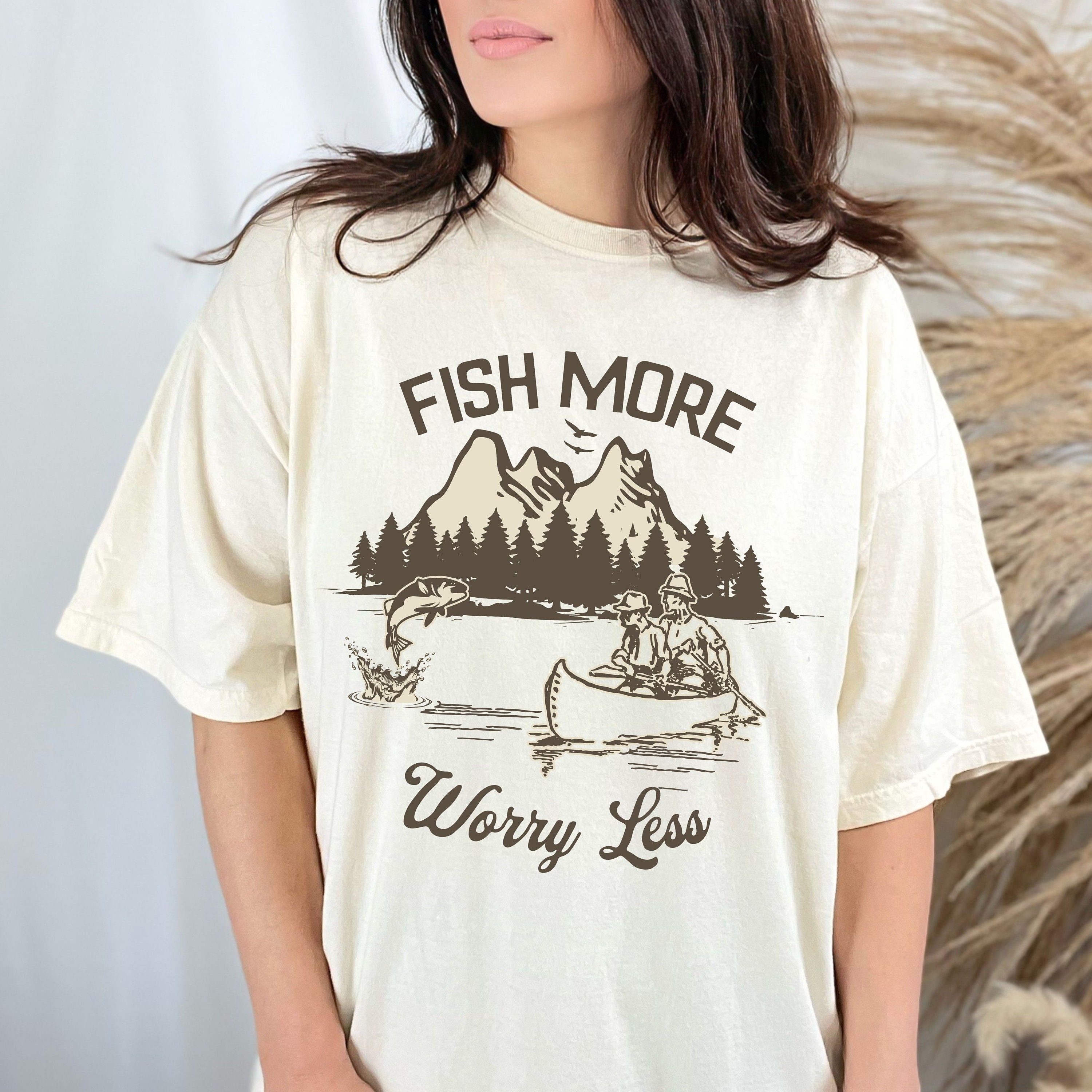 Fishing Tshirt for Fishermen Fish More Worry Less Shirt for