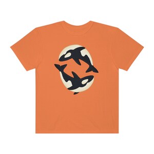 Orca Shirt Comfort Colors Killer Whale Tshirt For Animal Lovers Aesthetic Marine Life T-Shirt For Ocean Creatures Gift Burnt Orange
