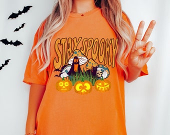 Stay Spooky Halloween T-Shirt: Retro Cottagecore Ghost Design