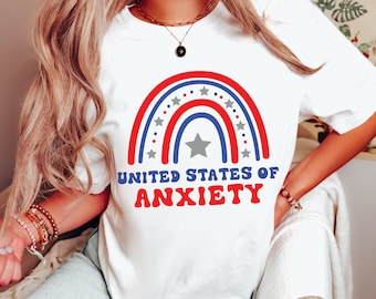 United States of Anxiety Shirt, Rainbow Mental Health Tee