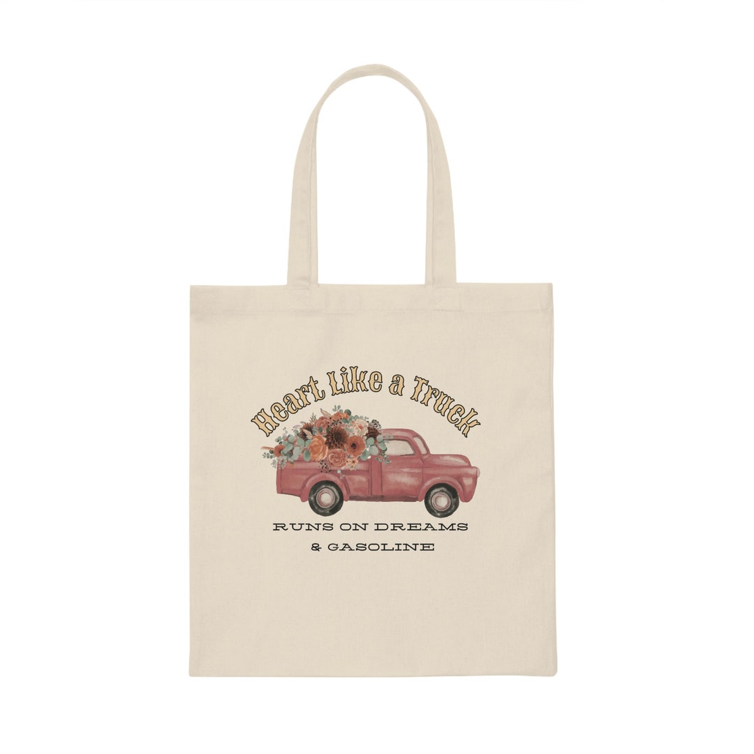 Lainey Wilson Canvas Tote Bag With Lyrics Heart Like a Truck - Etsy