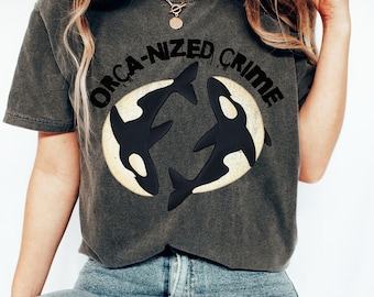Orcas T-shirt Orca Boat Flipping Shirt For Killer Whale Lovers Tshirt For Marine Biology Shirt Protect The Oceans
