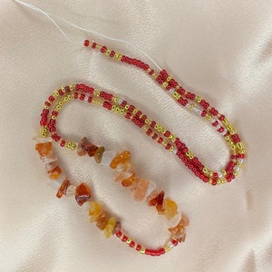 Carnelian Waist Beads | Sacral Chakra Waistbeads | Red & Gold Belly Beads