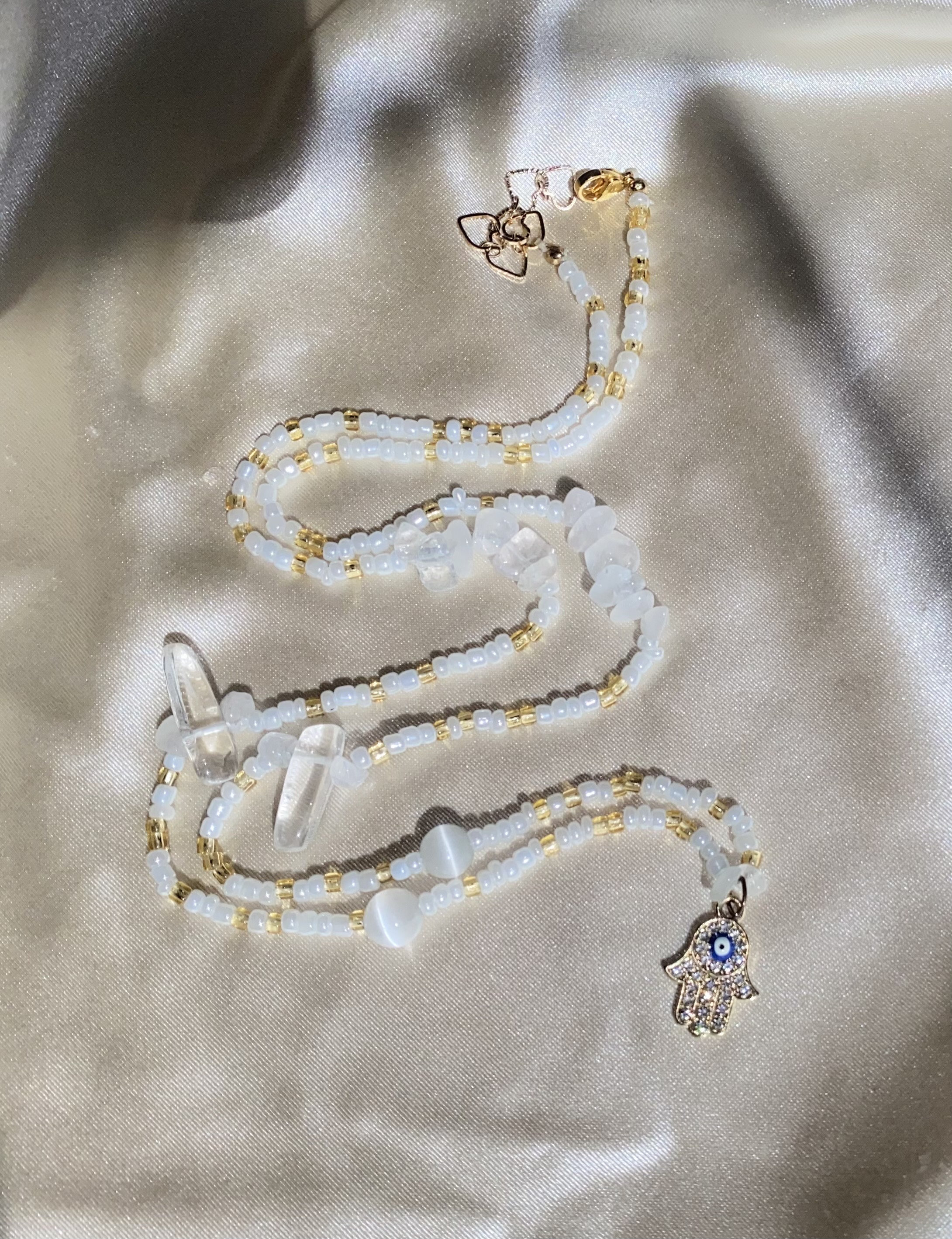 Luxe Fairy | Selenite & Clear Quartz Gemstone Crystal Waist Beads | Prosperity Protection Waistbeads | Abundance Divine Feminine Jewelry