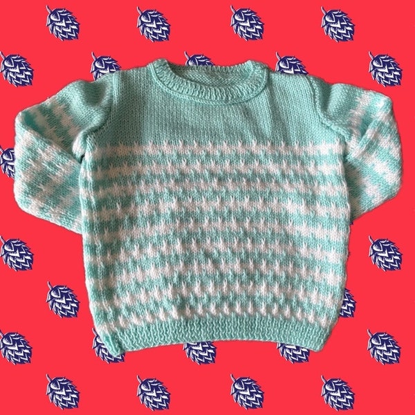 Pull enfant tricoté main 3 ans en coton bio 100%.