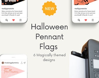 Halloween Pennant Flag Digital Download - 6 Designs
