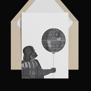 Cartão Star Wars, cartão Estrela da Morte, cartão de aniversário Star Wars, cartão balão estrela da morte, cartão engraçado Star Wars, cartão de aniversário Darth Vader