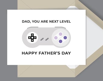 Tarjeta de videojuego para el Día del Padre, tarjeta para el Día del Padre con control, tarjeta para el Día del Padre con nivel alto, tarjeta para papá, tarjeta de videojuego, día del padre, tarjeta divertida para papá