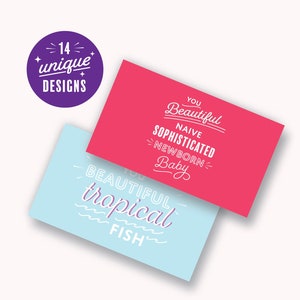 Galentines Tageskartenset, kleine Galentines-Tageskarte, Leslie Knope Komplimentkarte, Leslie an Ann Komplimente, Visitenkartengröße galentines