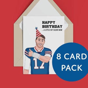 Josh Allen 8 Kartenpack, Josh Allen Geburtstagskarte, Buffalo Football Karten, Josh Allen Karte, Buffalo Fan Shout Song Geburtstagskarte