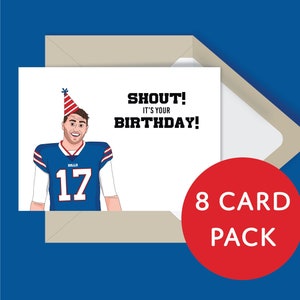 Lot de 8 cartes Josh Allen, carte d'anniversaire Josh Allen, carte de fan de football Buffalo, carte Josh Allen, carte d'anniversaire chanson chanson de fan de Buffalo