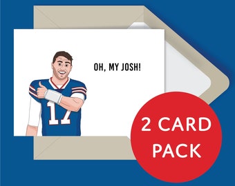 Buffalo Bills two card pack, Josh Allen-kaart, Oh My Josh-kaart, Bills Mafia-kaarten, Bills-kaarten, John Allen bedankt, Bills-bedankkaart