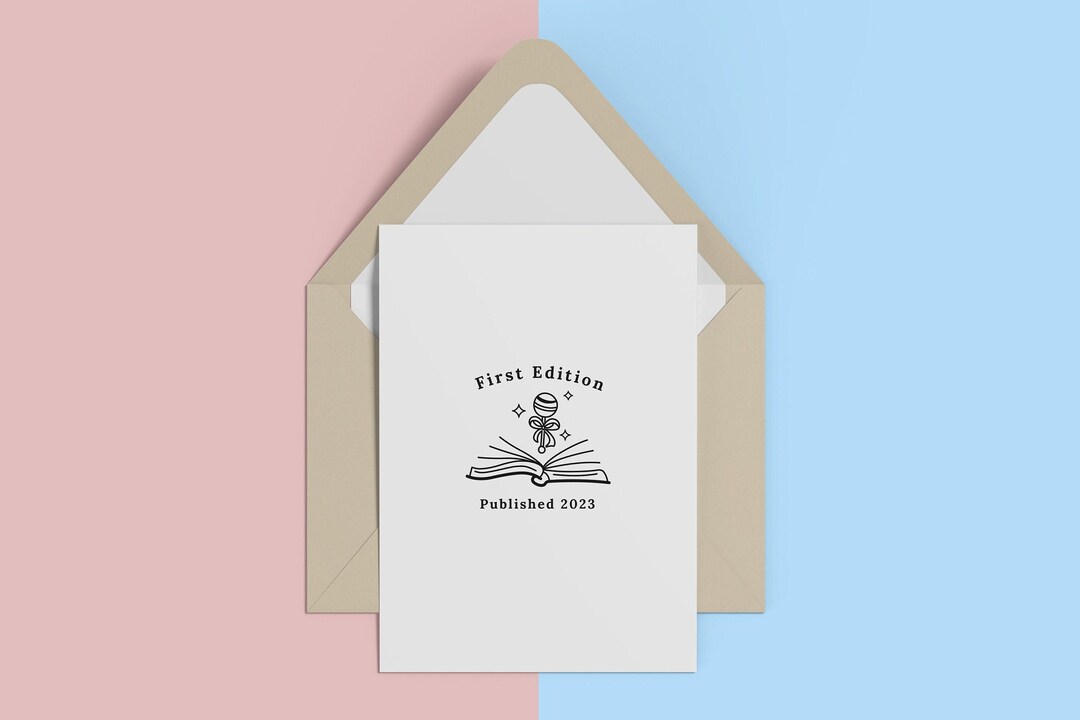 First Edition Baby Card, Welcome Baby Card, Baby Congrats Card, Book ...