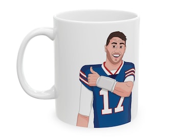 Buffalo Bills Josh Allen Ceramic Mug, Bills Mafia Gift (11oz, 15oz)