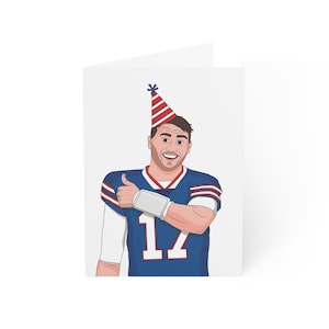 Carte d'anniversaire de Josh Allen, carte d'anniversaire de factures, carte d'anniversaire de chanson de cri, carte de sport, carte de football, carte d'anniversaire de football, anniversaire de buffle