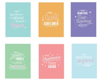 Galentine's Day cards, set of 6 5x7 downloadable galentine cards, Leslie Knope compliment cards, Leslie to Ann compliments, garentines cards