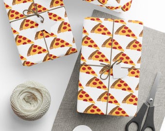 Papier do pakowania prezentów w kształcie kawałków pizzy, arkusze do pakowania prezentów urodzinowych