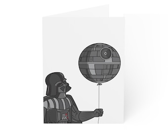 Tarjeta de Star Wars, tarjeta de cumpleaños de Darth Vader, tarjeta de la Estrella de la Muerte, tarjeta de cumpleaños de Star Wars, tarjeta con globo de la Estrella de la Muerte, tarjeta divertida de Star Wars, tarjeta con juego de palabras