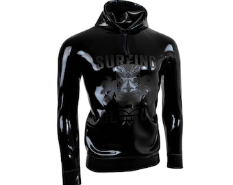 Hoodie SURFING TIKI latex streetwear oversize hoodie with laser motif RRP 599,- Gr. Xs-XXl