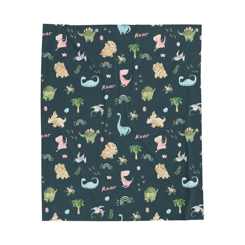 Cute Dinosaur Blanket Velveteen Plush Blanket Tiny Pattern Dinosaur