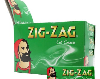 Zig Zag Cut Corners Rolling Paper, Zig Zag Green Regular