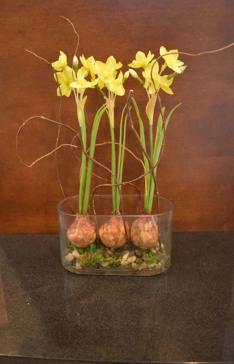 Designer Daffodil Flower Arrangement Silk Flowers Spring Etsy