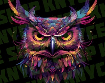 Abstrakte psychedelische Eule PNG | Bunte Eulen Kunst (Digitaler Download)
