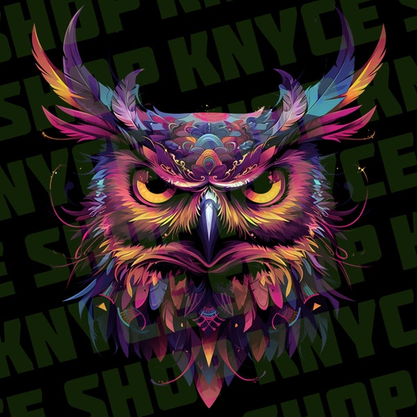 5 Abstract Psychedelic Owl Sublimation PNGs | Digital Download | Tumbler Sublimation | Owl SVGs | Colorful Owl Art