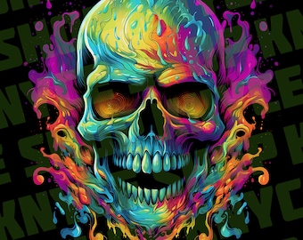 Psychedelic Skull PNG Set | Halloween Sublimation Art (Digital Download)