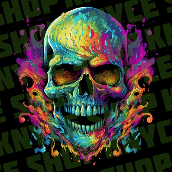 Psychedelic Skull PNG Set | Halloween Sublimation Art (Digital Download)