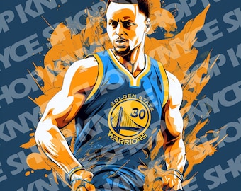 Steph Curry Kunst Druck, HD Basketball Poster, Mann Höhle Dekor (Digitaler Download)