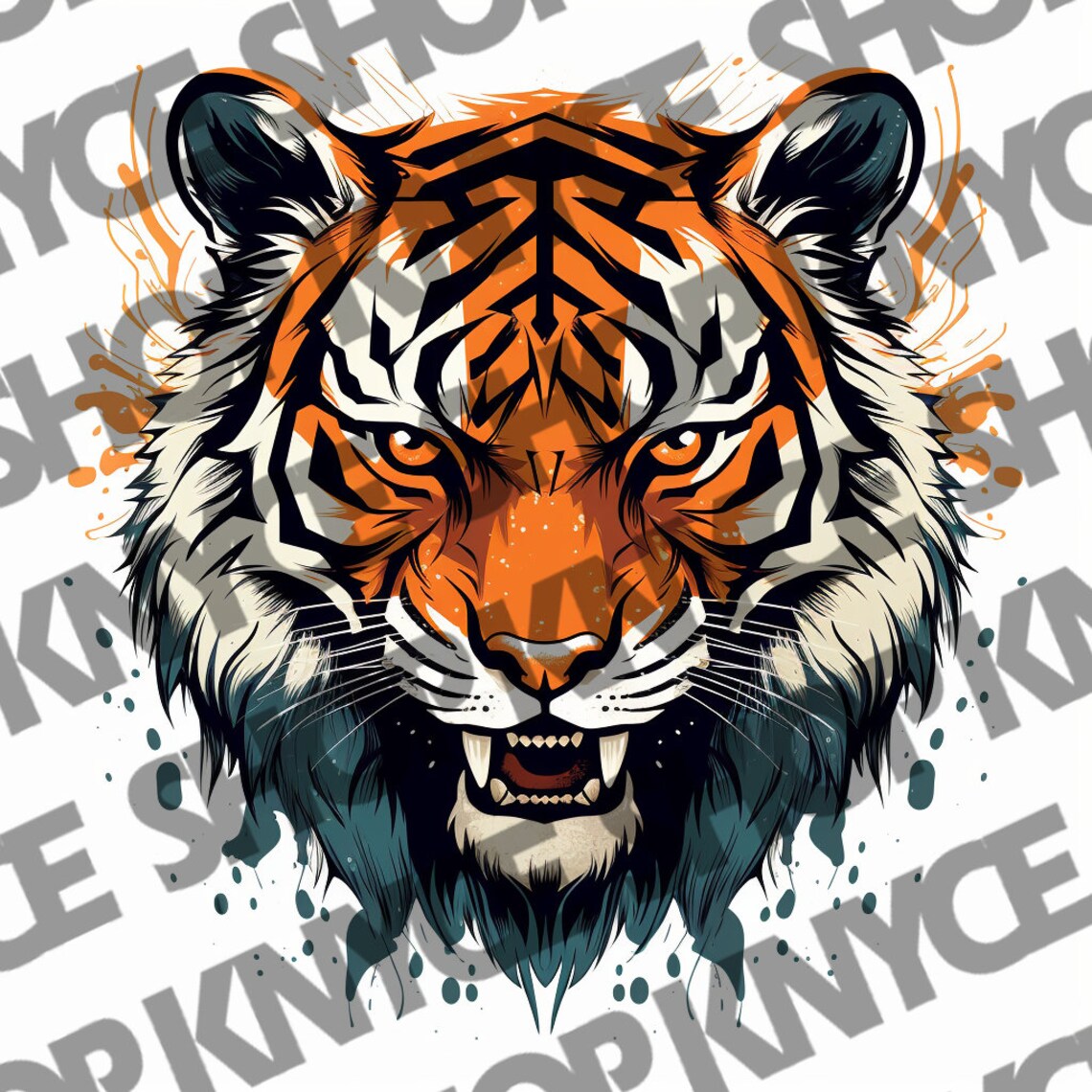 4 Tiger Art Vectors Safari Art Tiger Prints Tiger Wall Art Printable
