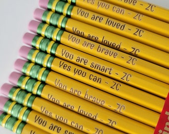 Personalized Pencils | Engraved Pencils | Custom #2 Pencils | Ticonderoga Pencils | Teacher Gift | Student Gift | Back to School | Aesthetic