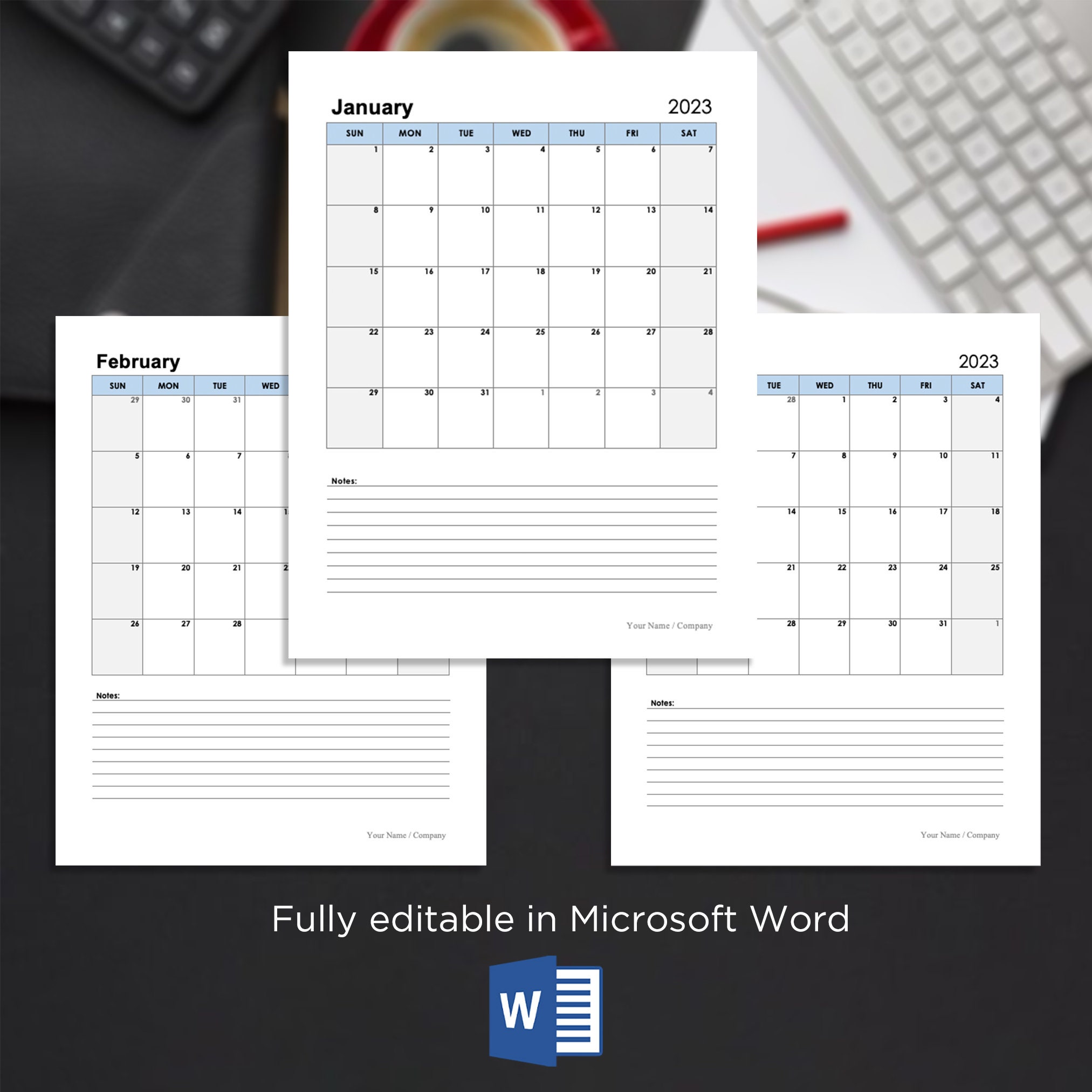 2023 Calendar Printable Minimalist, Printable and Digital Version, | A4 ...