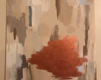 Original Abstract Acrylic Painting on Canvas, Wall Art, Cream and Copper