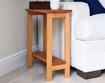Small Cherry Side Table, Cherry Wood Nightstand, Minimalist Side Table, Wooden Slim Table, Rectangular End Table, Handmade Cherry Table.