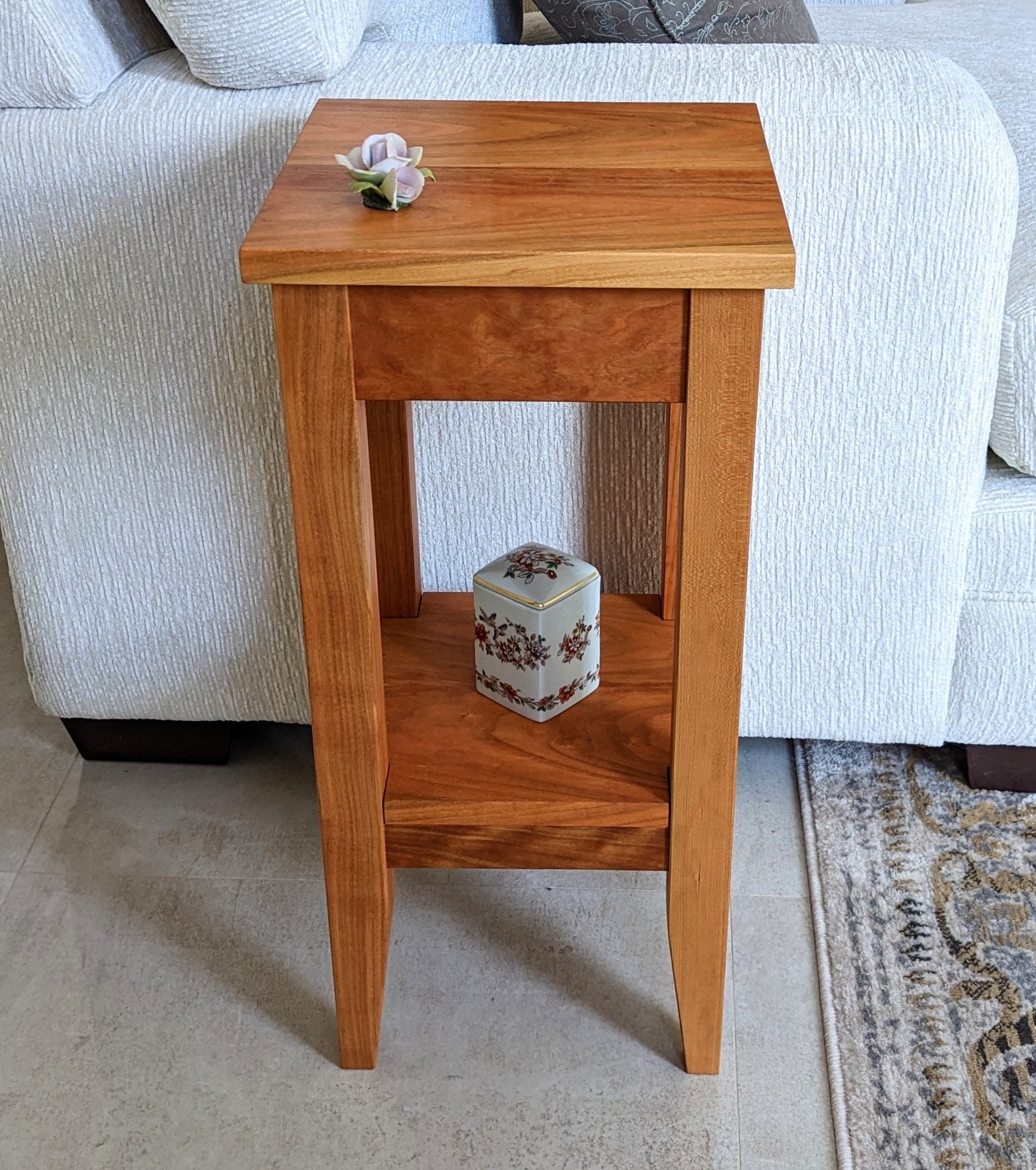 Small Wood Side Table Cherry Table Square End Table Sofa Etsy