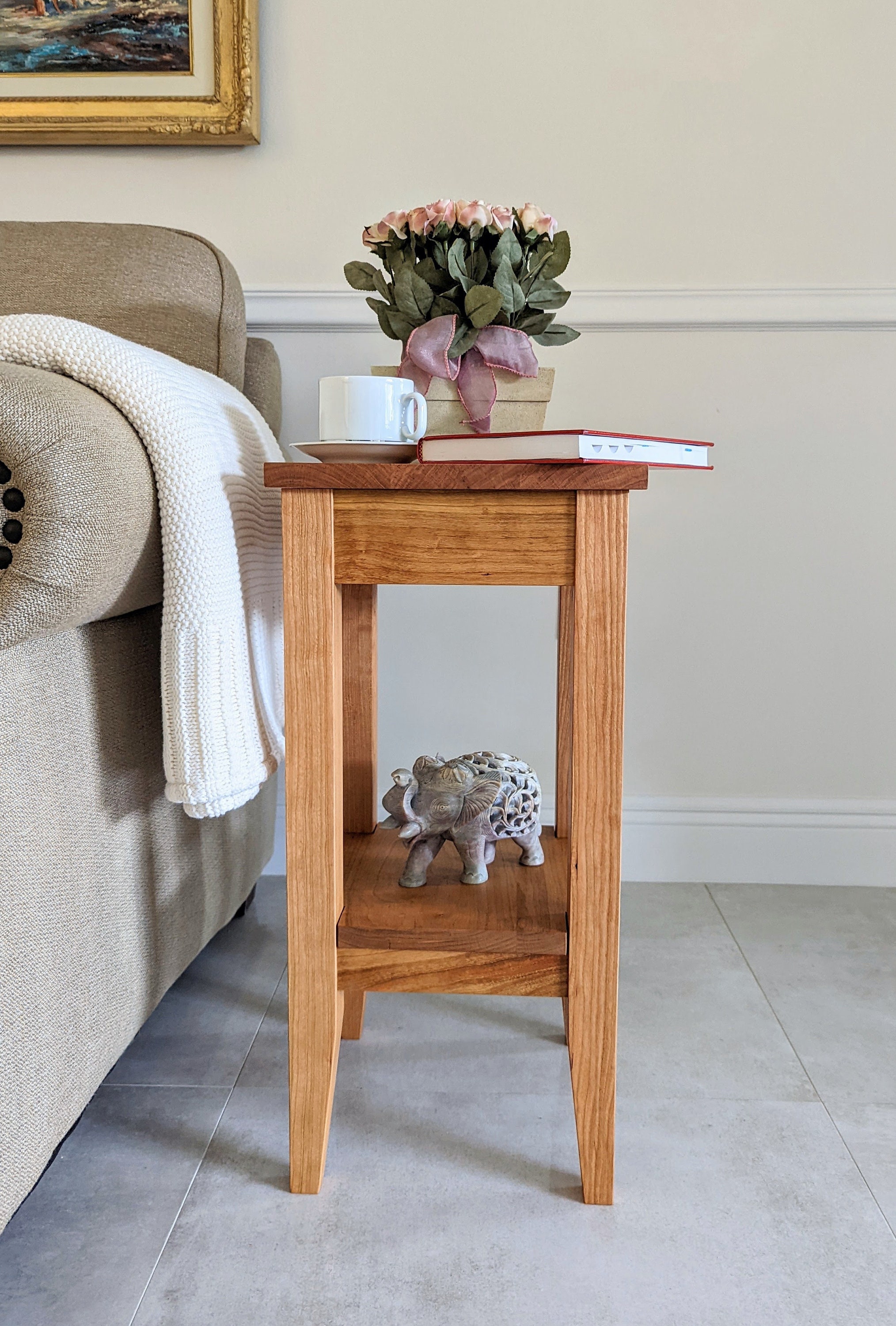 Small Wood Side Table Cherry Table Square End Table Sofa Etsy
