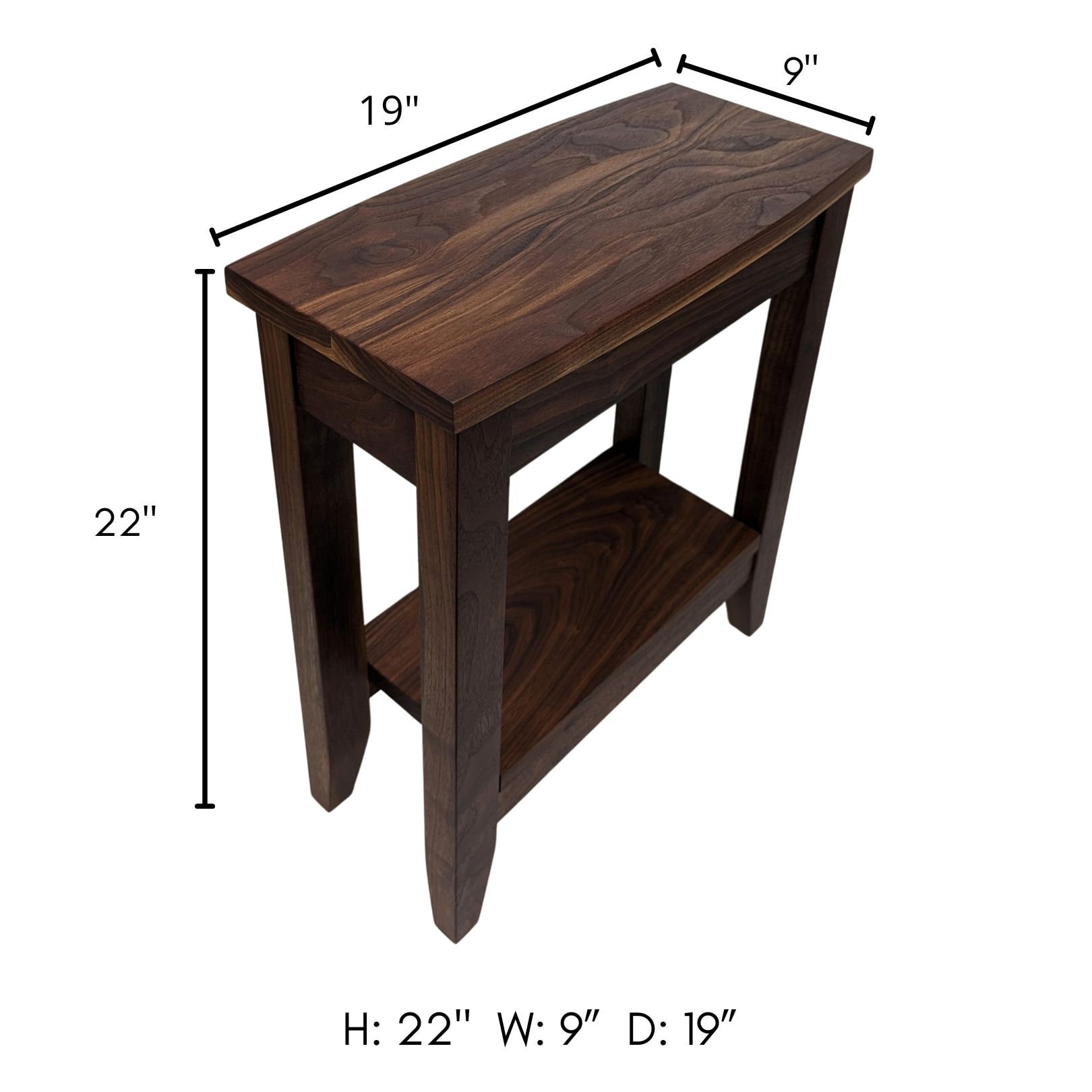 Small Walnut End Table With Storage, Narrow Wood Side Table, Slim ...