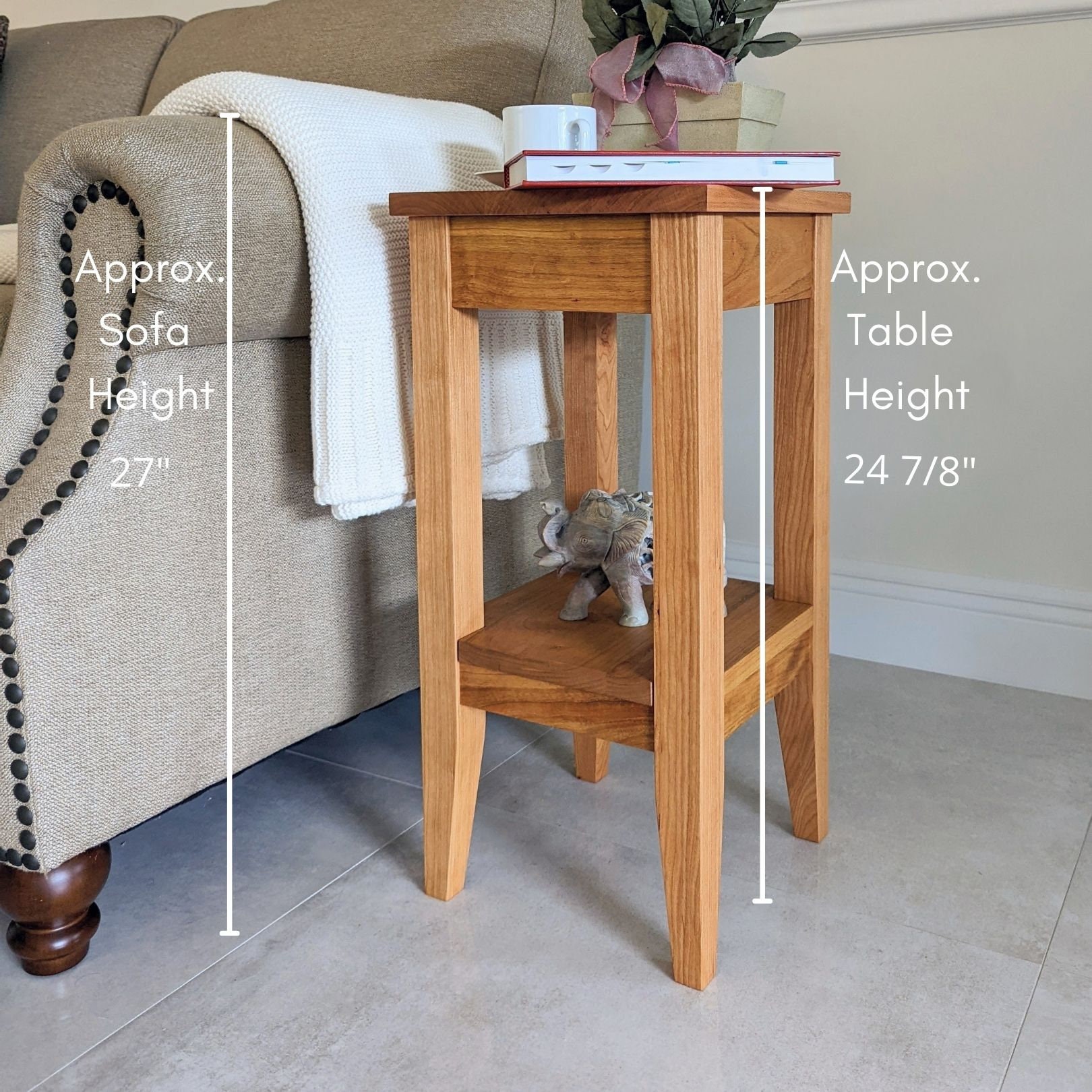 Small Wood Side Table Cherry Table Square End Table Sofa Etsy