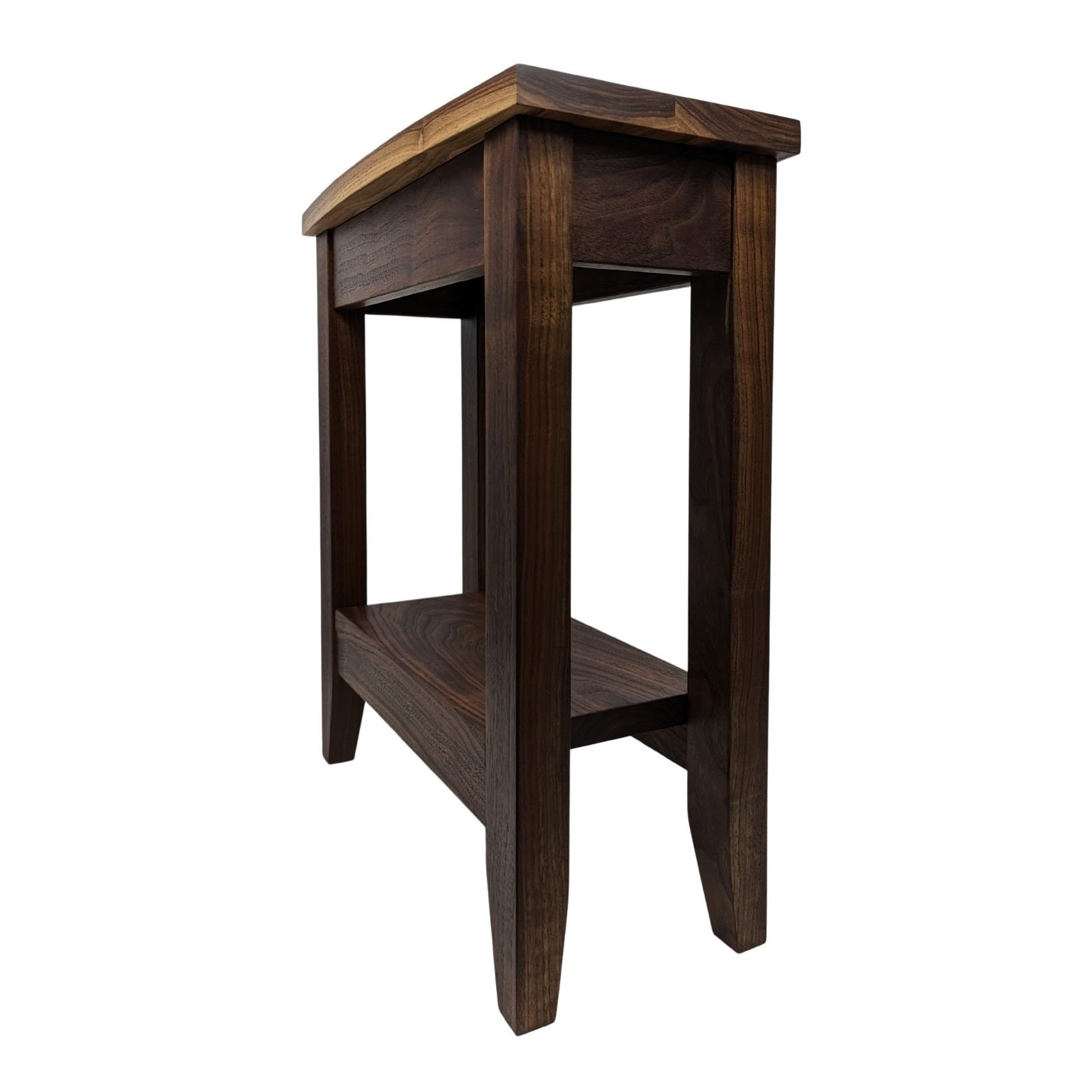 Small Walnut End Table With Storage Narrow Wood Side Table Etsy