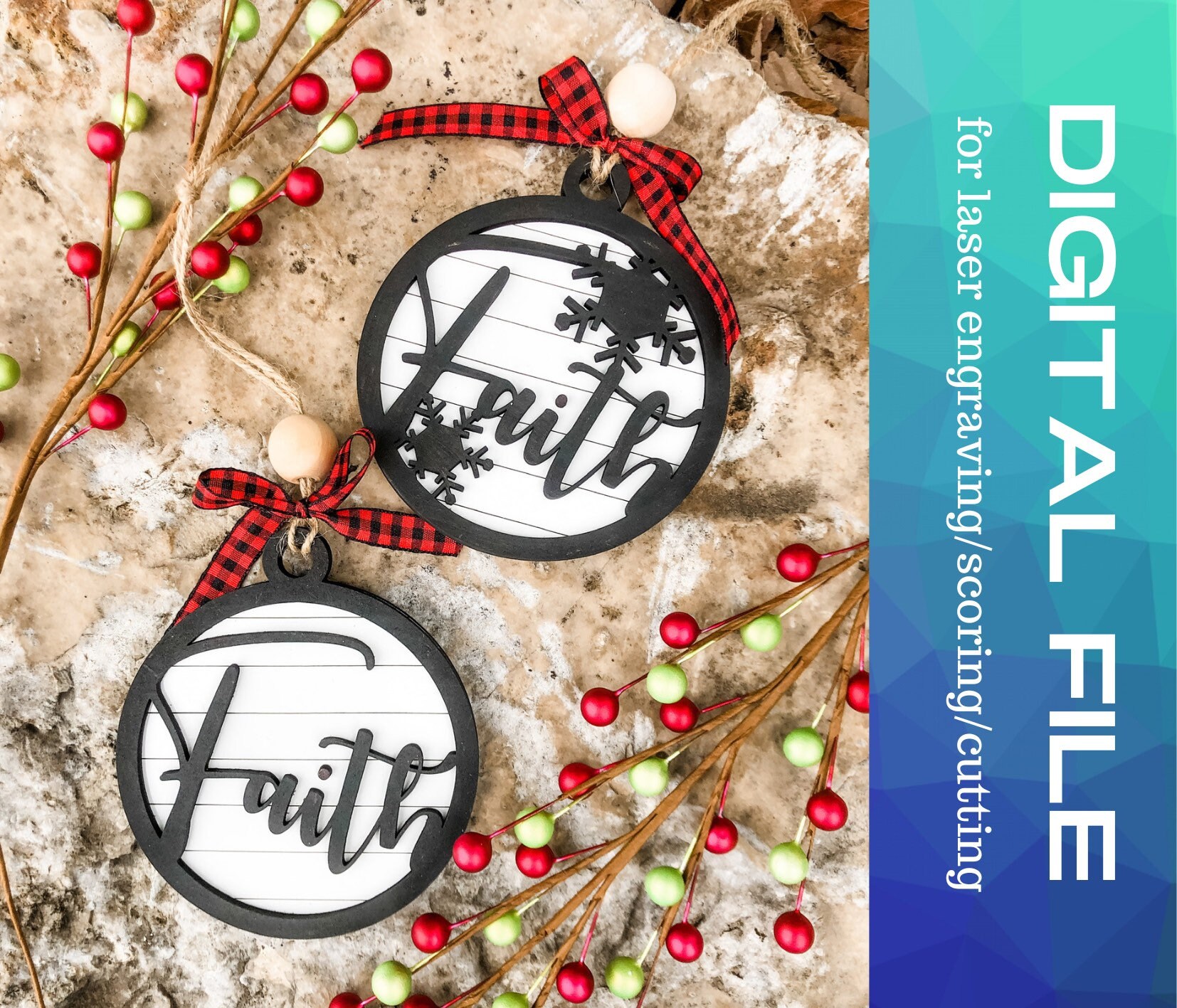 DIGITAL FILE, SVG, Farmhouse Shiplap Faith Ornament, Cut/engrave
